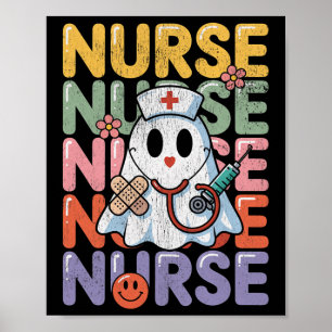 Funny Boo Nurse in Ghost Form Niedliches Halloween Poster