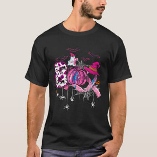 Funny Boo Pumpkin Hexe Rosa Ribbon Brustkrebs T-Shirt