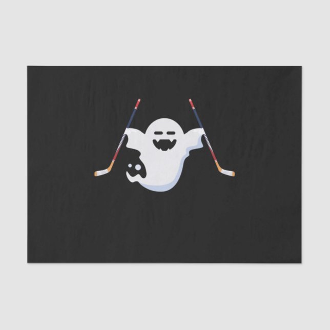 Funny Boo spielt Eishockey Halloween Long Sleeve Seidenpapier (Vorderseite)