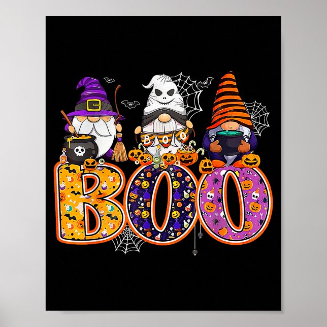 Funny Boo Witch Sipders Pumpkins Happy Halloween G Poster (Vorne)