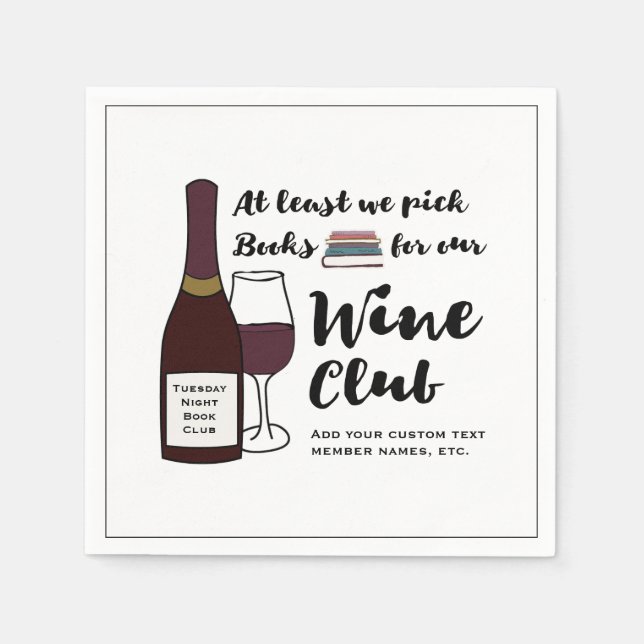 Funny Book Club | Drink Wine Club Girls Night Out Serviette (Vorderseite)