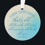 Funny Book Club Freunde Weinangebot Winter Blau Ornament<br><div class="desc">Perfektes Ornament im Buchklub für Ihren Urlaubskornament. Ein Fun Zitat von Oliver Goldsmith "Ich Liebe alles,  was alt ist,  alte Freunde,  alte Zeiten,  alte Manieren,  alte Bücher,  alter Wein". Winterblau Hintergrund mit blauem handgeschriebenem Skriptstil-Schriftart.</div>