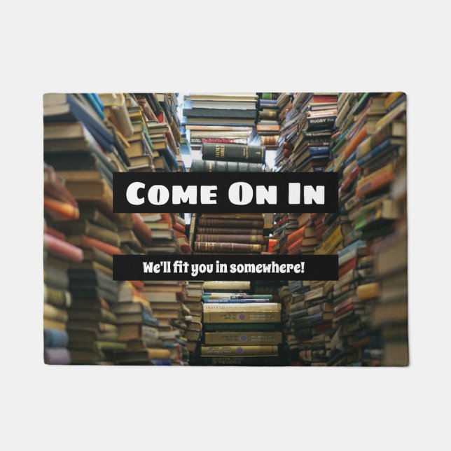 Funny book Liebhaber willkommen mit Stapel von Büc Fußmatte (Vorderseite)