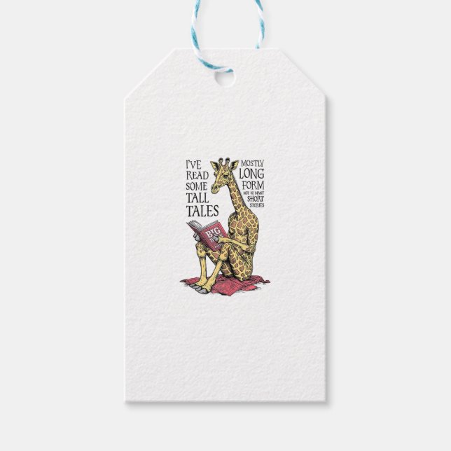 Funny Book Lover Giraffe Long Form Tall Tales Lese Geschenkanhänger (Vorderseite)