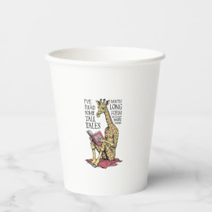 Funny Book Lover Giraffe Long Form Tall Tales Lese Pappbecher