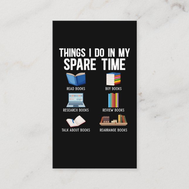 Funny Book Lover Spaß Bookworm Reader Visitenkarte (Vorderseite)