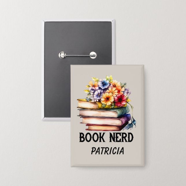 Funny book Nerd word art Button (Vorderseite/Rückseite)