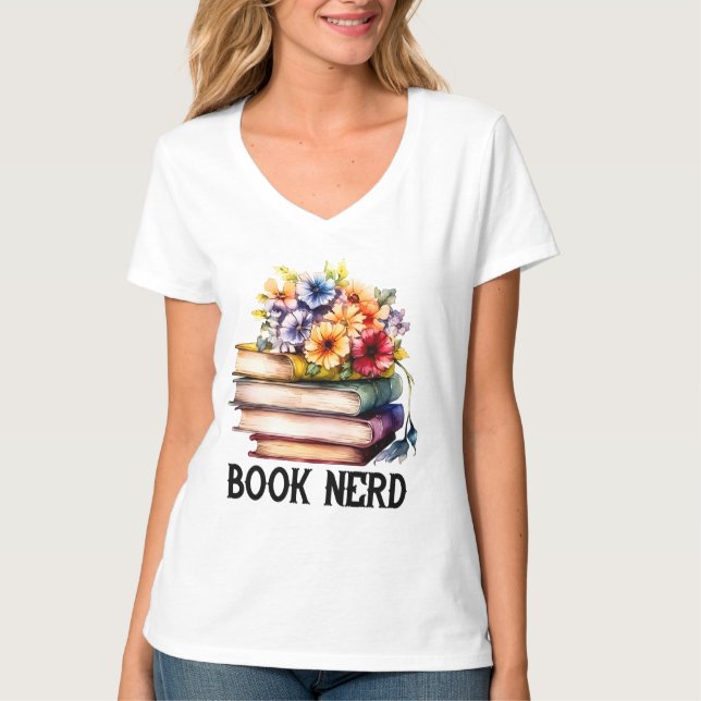 Funny book Nerd word art T-Shirt (Vorderseite)