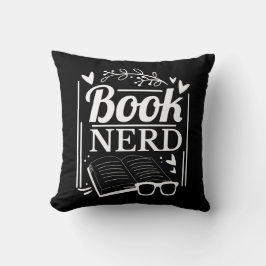 Funny Book Nerd Zitat Schwarz-weiß Throw Kissen