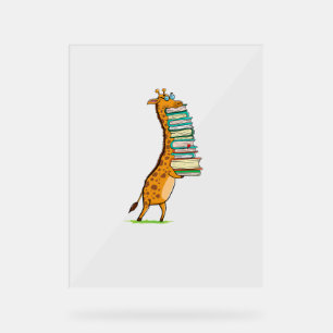Funny Book Reading Giraffe I Liebe My Library Acrylschild