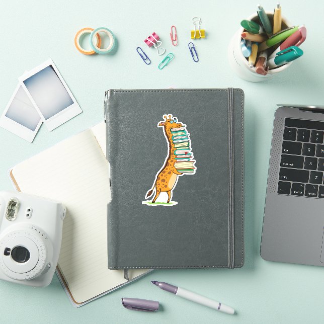 Funny Book Reading Giraffe I Liebe My Library Aufkleber (iPad Hülle)