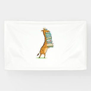 Funny Book Reading Giraffe I Liebe My Library Banner