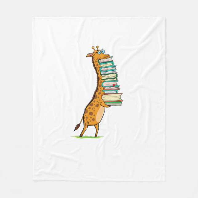 Funny Book Reading Giraffe I Liebe My Library Fleecedecke (Vorderseite)