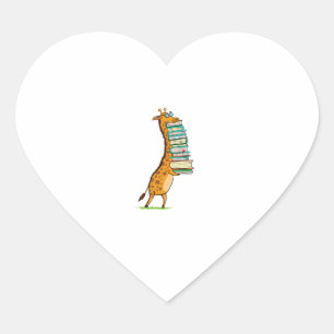 Funny Book Reading Giraffe I Liebe My Library Herz-Aufkleber