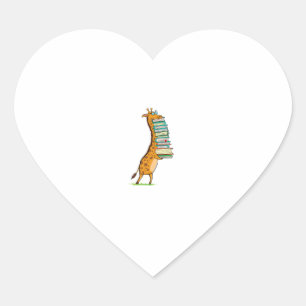 Funny Book Reading Giraffe I Liebe My Library Herz-Aufkleber
