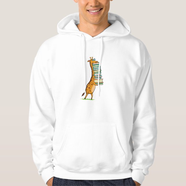 Funny Book Reading Giraffe I Liebe My Library Hoodie (Vorderseite)