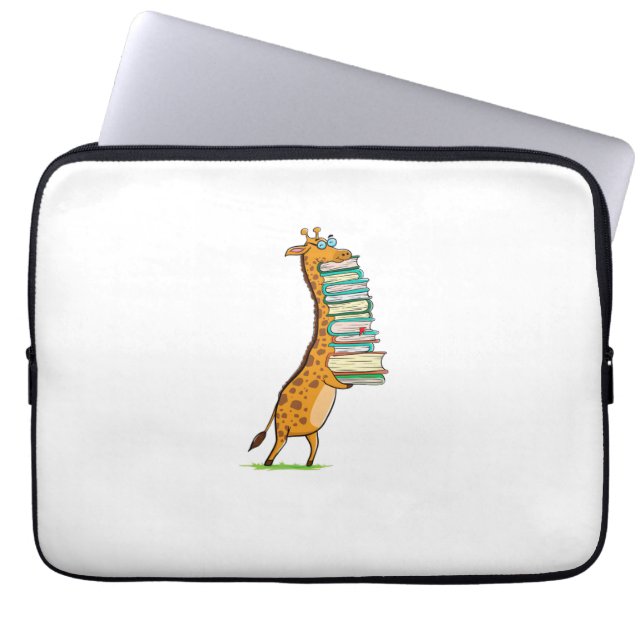 Funny Book Reading Giraffe I Liebe My Library Laptopschutzhülle (Vorderseite)
