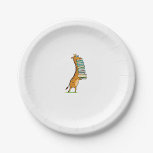 Funny Book Reading Giraffe I Liebe My Library Pappteller