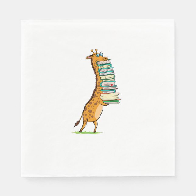 Funny Book Reading Giraffe I Liebe My Library Serviette (Vorderseite)