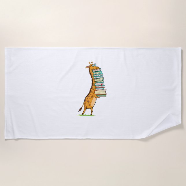 Funny Book Reading Giraffe I Liebe My Library Strandtuch (Vorderseite)