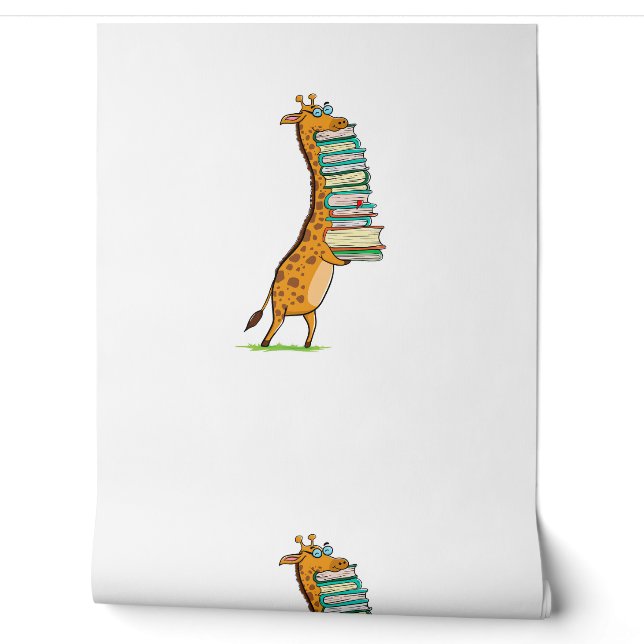 Funny Book Reading Giraffe I Liebe My Library Tapete (Abrollen)