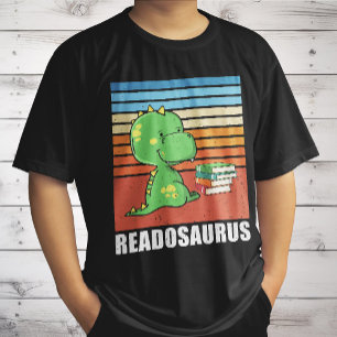 Funny Book Readosaurus Dinosaur Reading Dino Retro T-Shirt