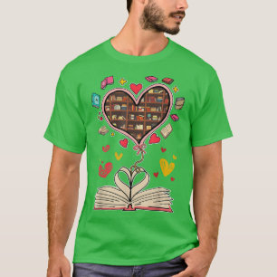 Funny Books Heart Shape Bookworm Buch Lover School T-Shirt