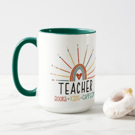 Funny Books Kids Coffeine Teacher Tasse