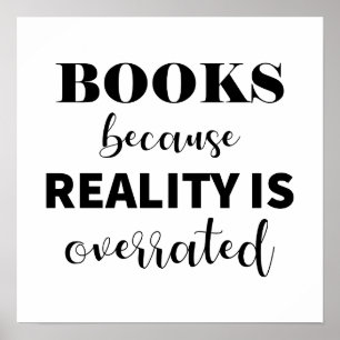 Funny Books Reading Book Lover Modern Typografy Poster