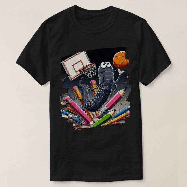Funny Bookworm Basketball Grafik für Leser und T-Shirt (Design vorne)
