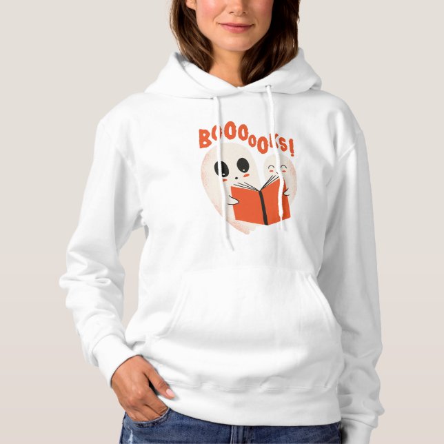 Funny Bookworm Ghost Halloween Costume Boooooks Hoodie (Vorderseite)