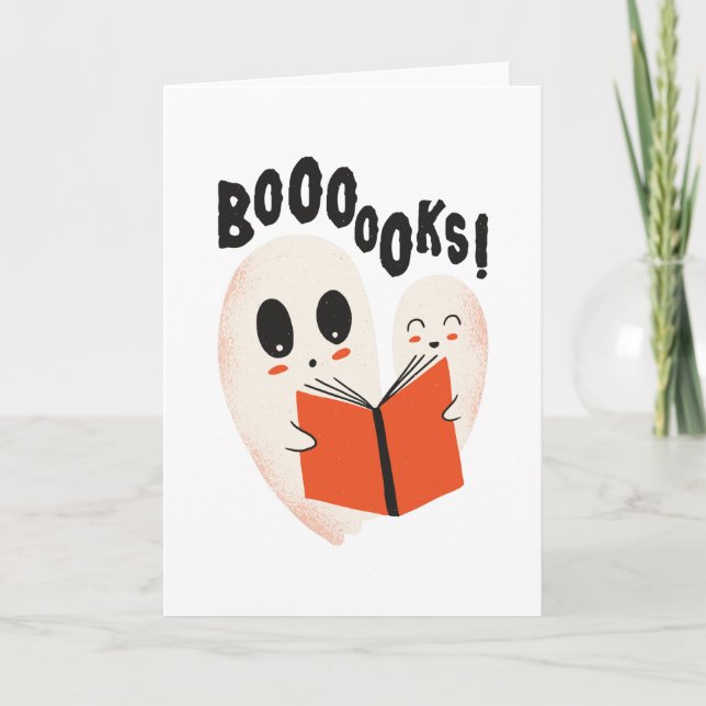 Funny Bookworm Ghost Halloween Costume Boooooks Karte (Vorderseite)