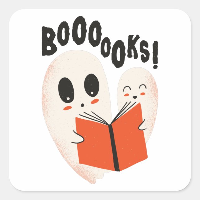 Funny Bookworm Ghost Halloween Costume Boooooks Quadratischer Aufkleber (Vorderseite)