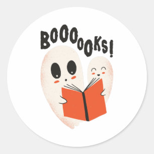 Funny Bookworm Ghost Halloween Costume Boooooks Runder Aufkleber