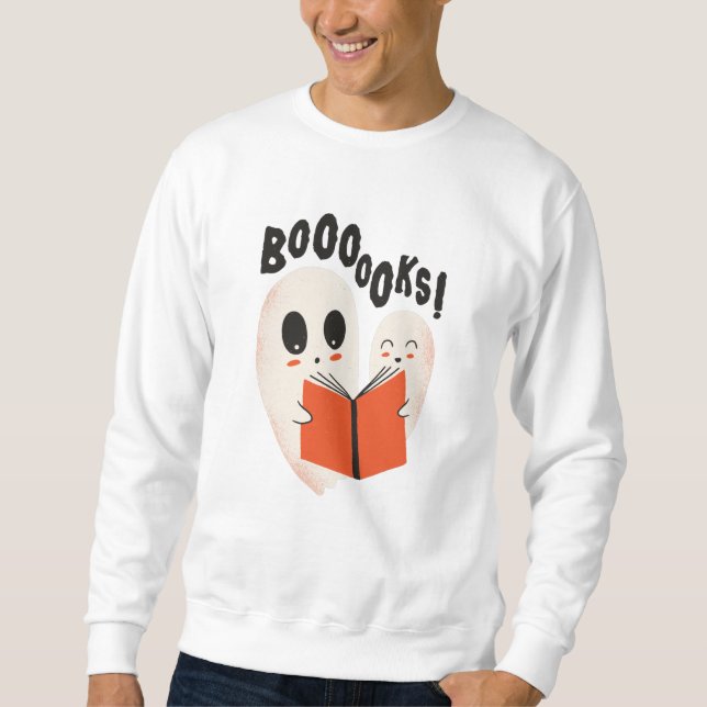 Funny Bookworm Ghost Halloween Costume Boooooks Sweatshirt (Vorderseite)