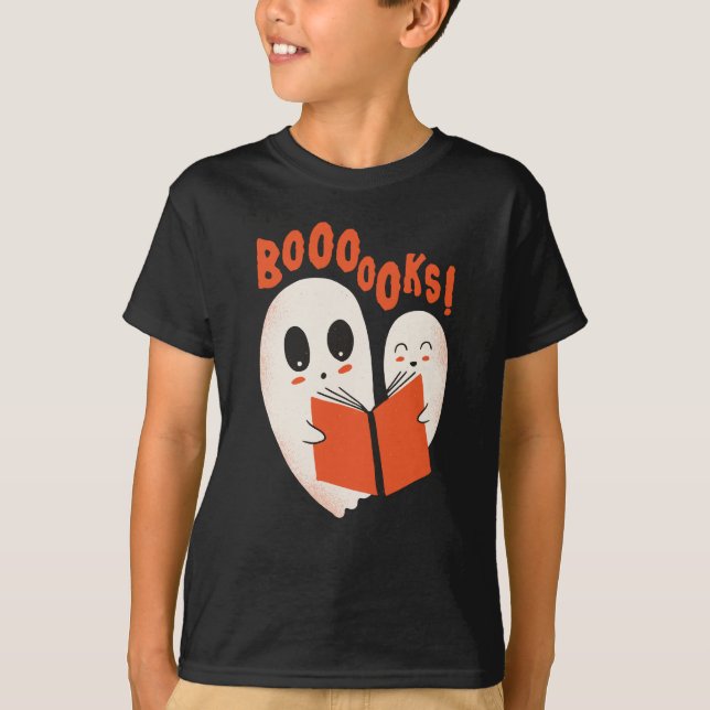 Funny Bookworm Ghost Halloween Costume Boooooks T-Shirt (Vorderseite)