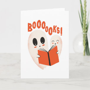 Funny Bookworm Ghost Halloween Karte