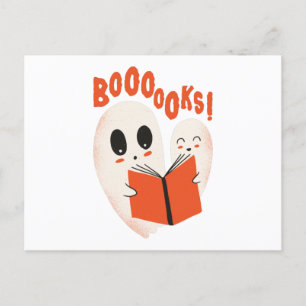 Funny Bookworm Ghost Halloween Postkarte