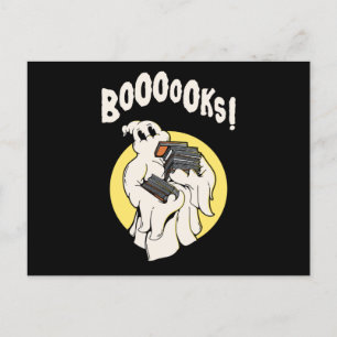 Funny Bookworm Ghost Halloween Postkarte