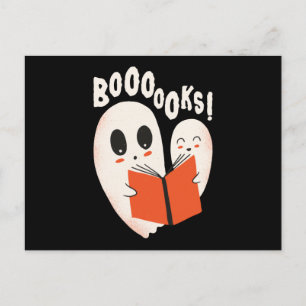Funny Bookworm Ghost Halloween Postkarte