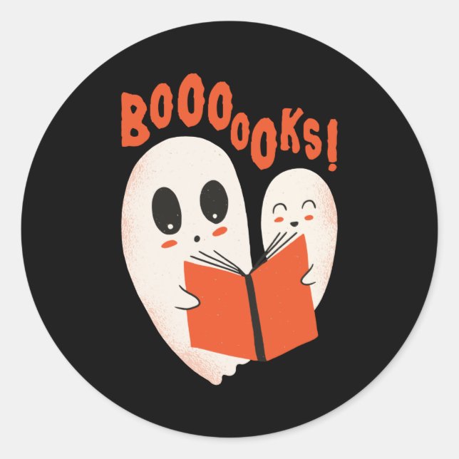 Funny Bookworm Ghost Halloween Runder Aufkleber (Vorderseite)