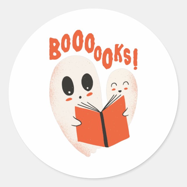 Funny Bookworm Ghost Halloween Runder Aufkleber (Vorderseite)