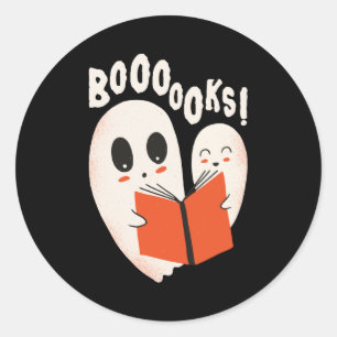 Funny Bookworm Ghost Halloween Runder Aufkleber