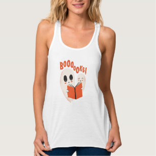 Funny Bookworm Ghost Halloween Tank Top