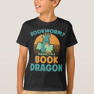 Funny Bookworm Kids Dragon Lover Book Reader Spaß T-Shirt