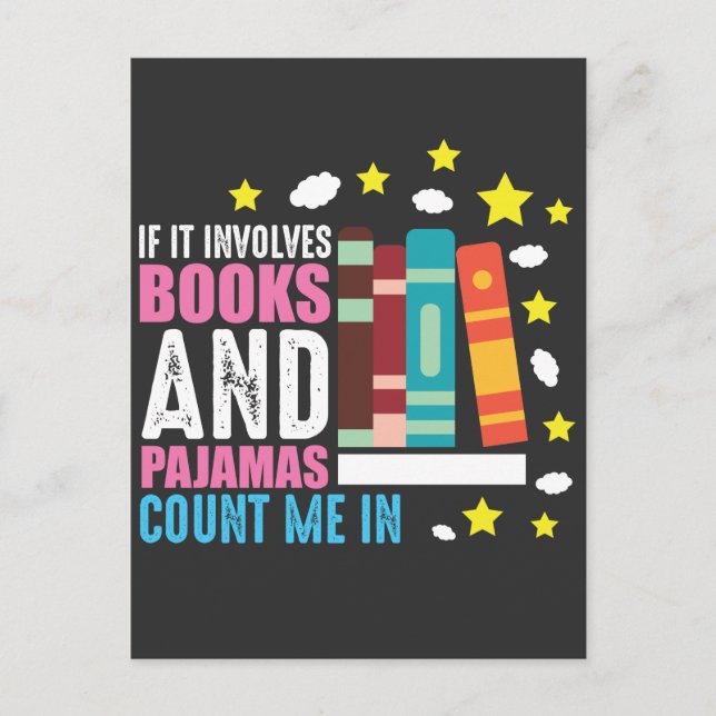 Funny Bookworm Pajama und buchen Lover Postkarte (Vorderseite)