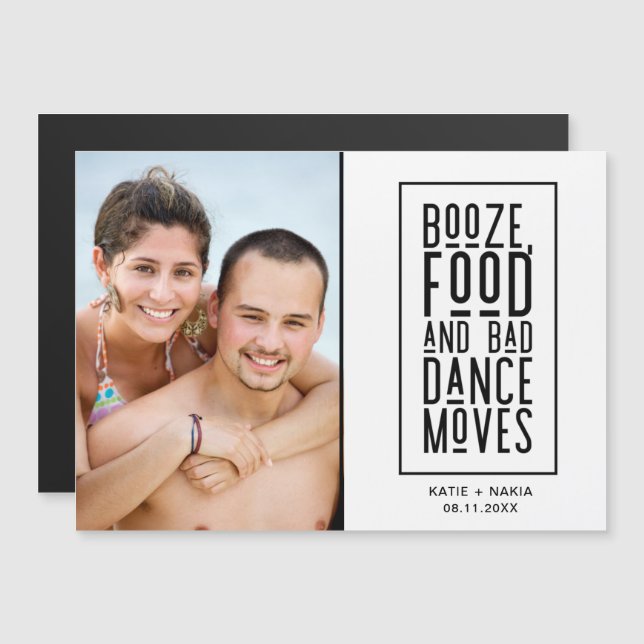 Funny Boost Food Bad Dance Foto Save the Date Magnetkarte (Vorne/Hinten)
