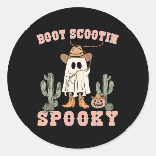 Funny Boot Scootin Spooky Cowboy Ghost Men Toddler Runder Aufkleber