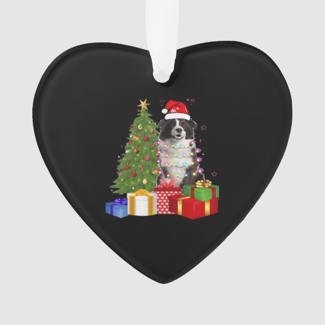 Funny Border Collie Christmas Tree Merry Christmas Ornament (Vorderseite)
