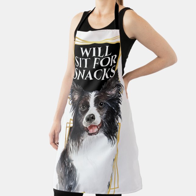 Funny Border Collie für Snacks Aquarellkunst Schürze (InSitu)